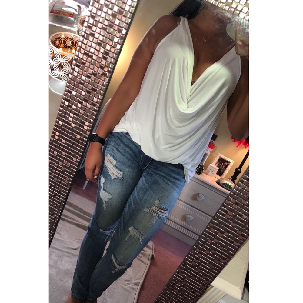 White Scooped Loose Fit Tank